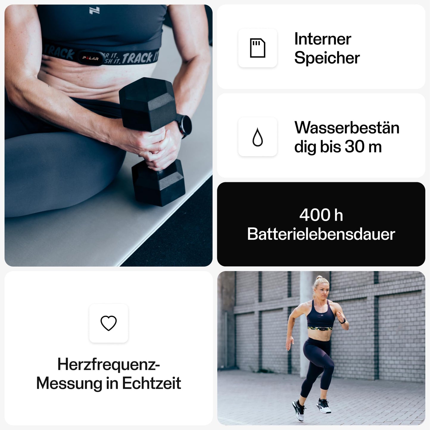 Polar H10 Heart Rate Sensor, ANT+, Bluetooth, ECG, Waterproof Heart Rate Sensor with Chest Strap, Gray-Black, M-XXL