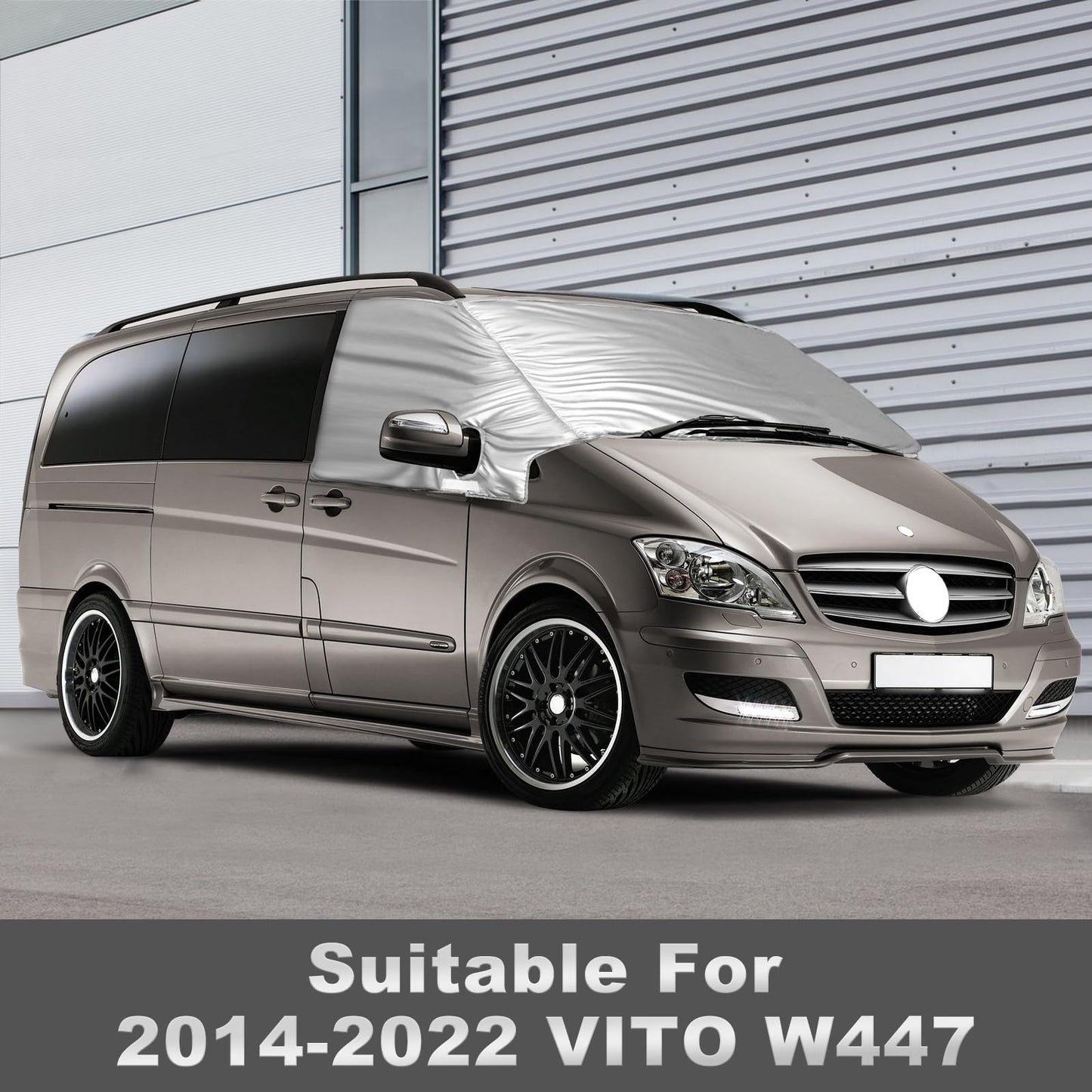 Opaltool External Thermo Windshield Cover for Mercedes-Benz Viano/Vito W639 2003-2014, Luxury Silver Wrap, Foldable Front Windshield Cover Winter Summer Windshield Frost Protection Cover