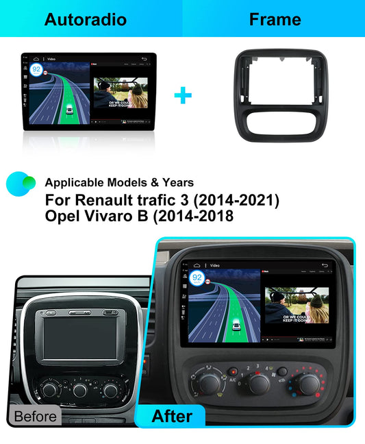 JOYX Android 12 IPS car stereo fits Renault Trafic 3 (2014-2021) / Opel Vivaro B (2014-2018) - Built-in CarPlay Android Auto - FREE Camera - 2G+32G - 9 Inch 2 Din - DAB SWC WiFi Fast Boot