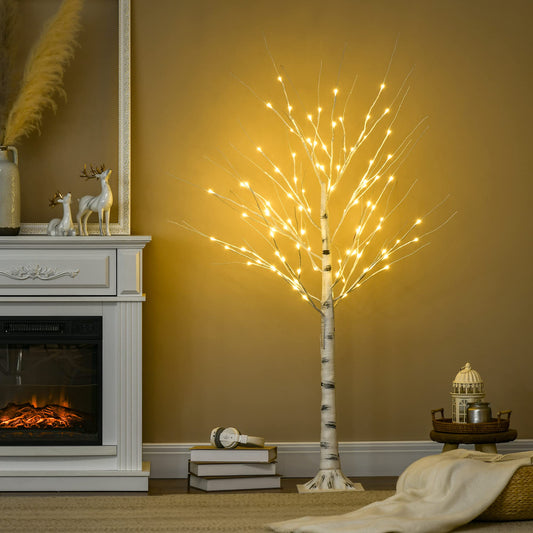 HOMCOM LED Light Tree 150 cm with 96 warm white LEDs, IP44 indoor/outdoor Christmas decoration in birch design artificial Christmas tree decorative light tree.