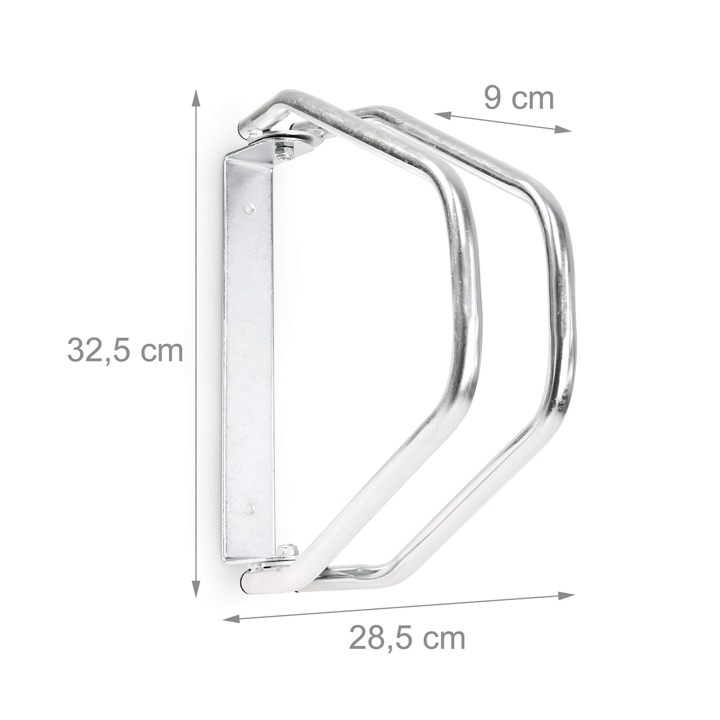 Relaxdays 2 x bike stands in set, wall-mounted as individual stands, adjustable, dimensions (HxWxD): 32.5 x 9 x 28.5 cm, silver.