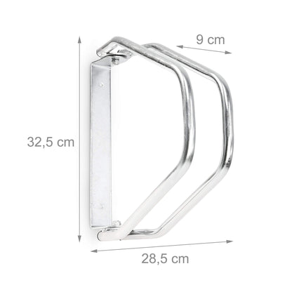 Relaxdays 2 x bike stands in set, wall-mounted as individual stands, adjustable, dimensions (HxWxD): 32.5 x 9 x 28.5 cm, silver.