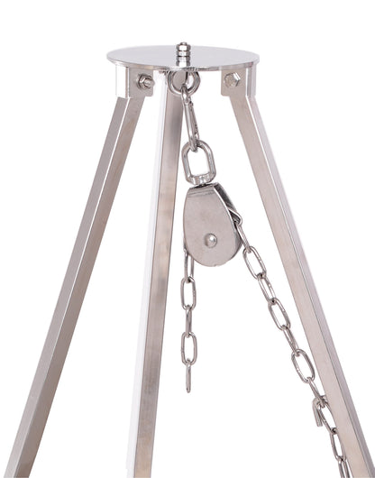 Massive tripod 2.00 m made of 304 stainless steel for swivel grill, goulash kettle, chain height adjustment, non-slip protection