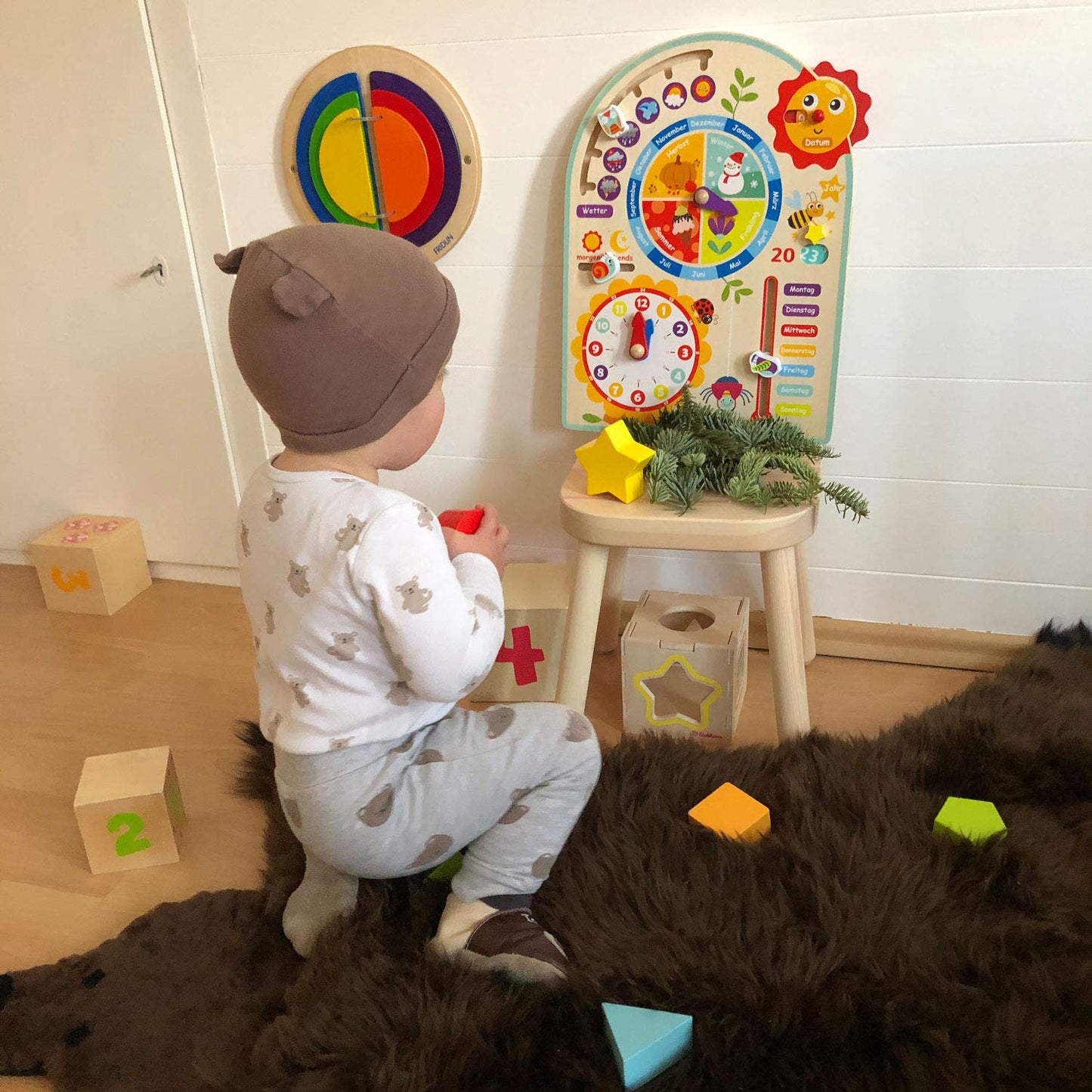 Tooky Toy Calendar Clock - Children's Learning Clock - Wooden Toy Educational Toy - Clock - Seasons - Wooden Weather