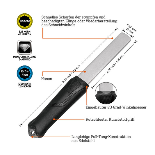 SHARPAL 121N Diamond Sharpening Stone with dual grit for sharpening knives, hunting, outdoor, and gardening tools. Coarse/extra fine 325/1200 grit.
