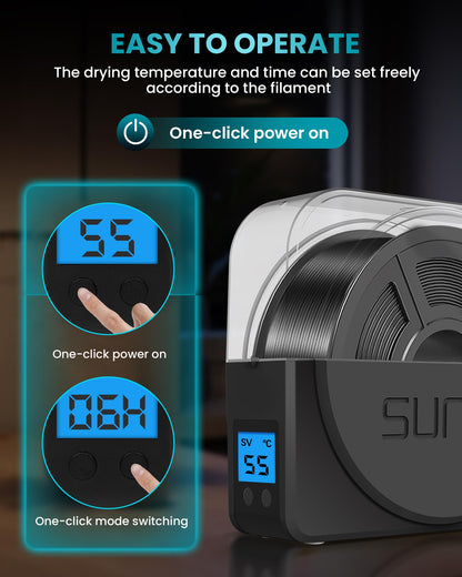 SUNLU Official Filament Dryer S1 PLUS with Fan, Moisture-Free Dry Box for 3D Printer Filament, Easy-to-Use Portable, PLA PETG ABS TPU Filament Dry Box SUNLU S1+ (White)