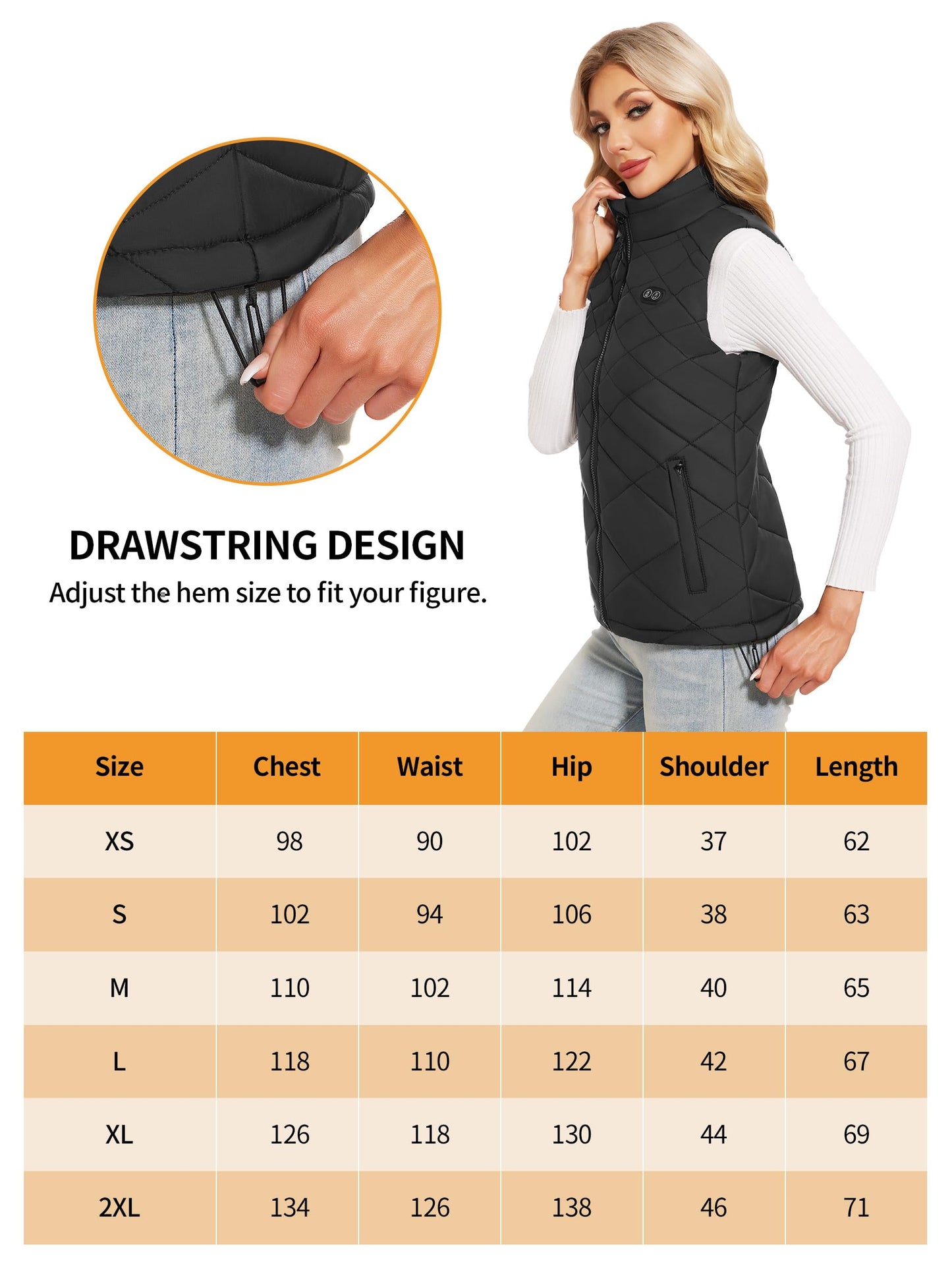 Vofuoti heated vest for women with 10000mah 5v battery, lightweight quilted heated vest for women, electric heated vest, for skiing, motorcycle riding, outdoor activities.