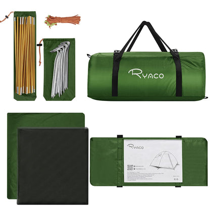 RYACO Tent 2-3 Person Camping Tent, 2 Doors Waterproof & Windproof 3-4 Season Ultralight Tents for Adult Camping, Backpacking, and Outdoor Hiking Gear