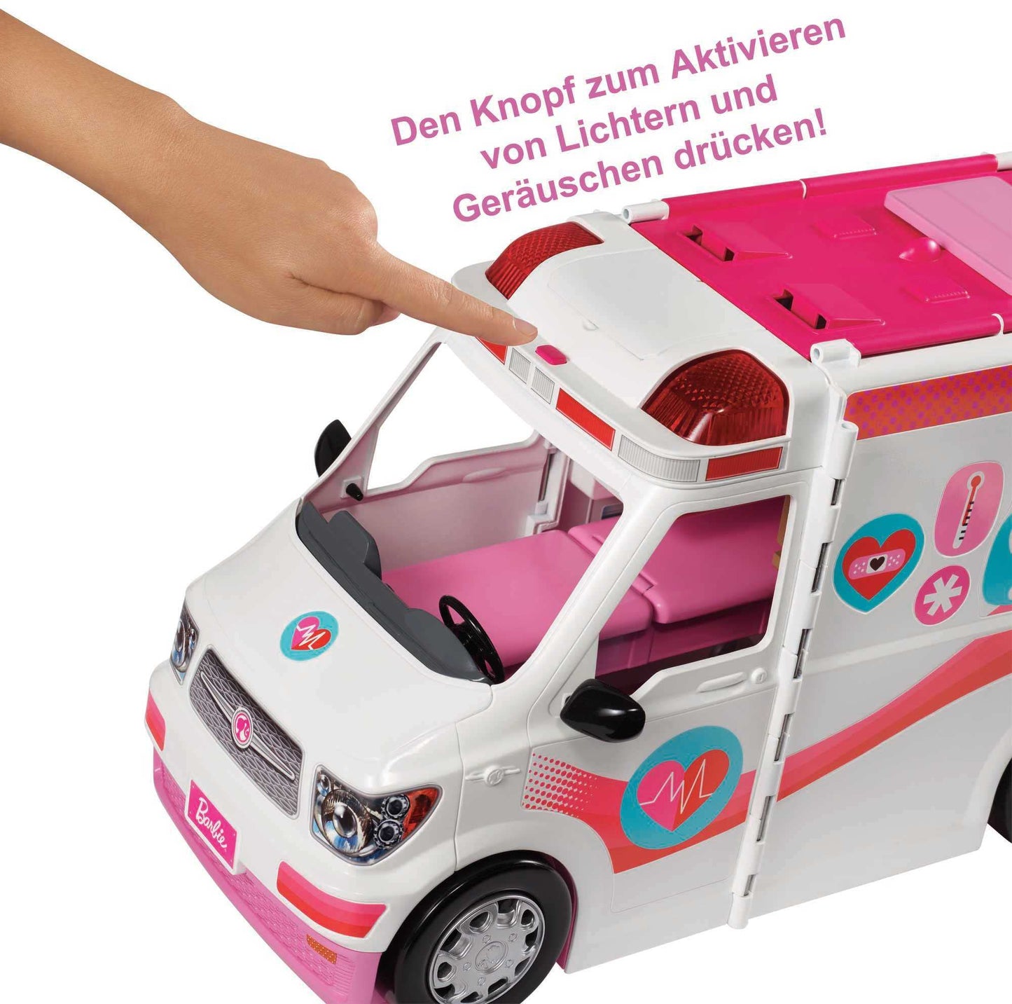 Barbie Ambulance, 2-in-1 including a fold-out hospital playset with lights and sounds, 20+ Barbie accessories like doctor's bag and crutches, toy for ages 3 and up, FRM19