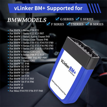 vLinker BM+ OBD2 Bluetooth Diagnostic Scan Tool, OBDII Auto Scanner for iOS, Android, and Windows - Made for BimmerCode.