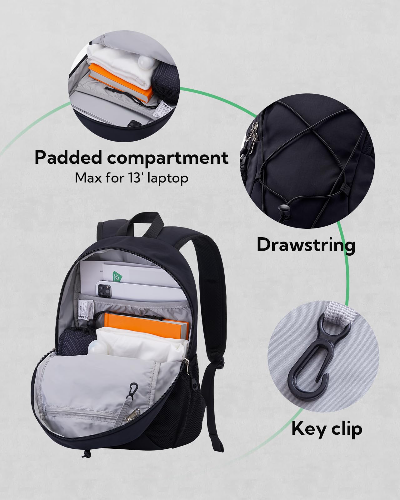 WATERFLY small backpack hiking backpack 12L: Lightweight daypack mini sports backpack outdoor daypack with detachable chest strap for hiking travel camping biking men women