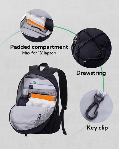WATERFLY small backpack hiking backpack 12L: Lightweight daypack mini sports backpack outdoor daypack with detachable chest strap for hiking travel camping biking men women