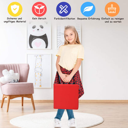 COSTWAY 6 Piece Kids Chair Cushion Set with Handle, Floor Cushions with Zipper, Seat Cushions Multicolored, Booster Seat Cushion for Children's Room and Preschool (Round, Colorful)
