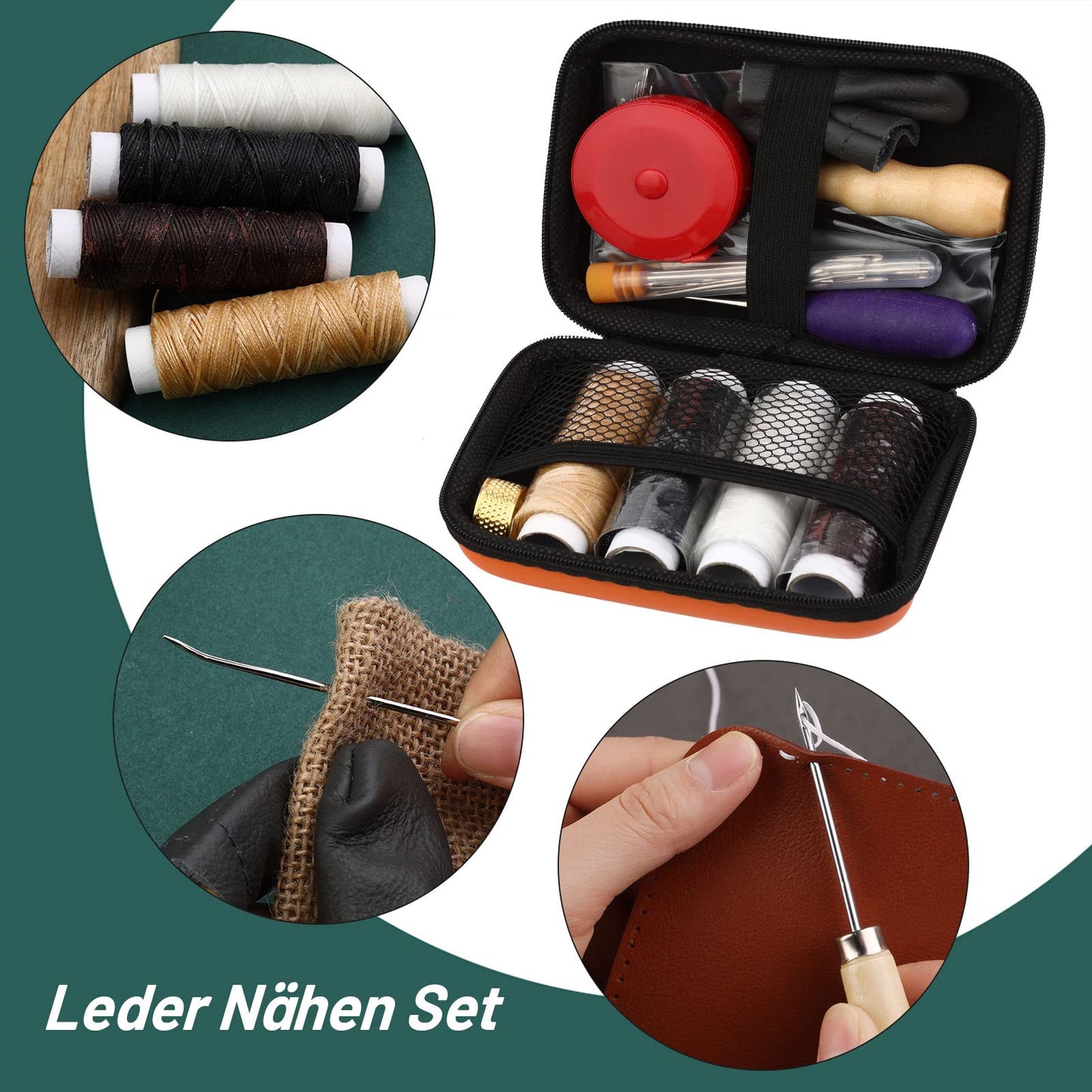 Punch Leather Tool Set, Leather Sewing Set, Leather Craft Tool Set with Leather Punch Tools, Leather Sewing Kit, Pricking Iron for beginners in leathercraft.