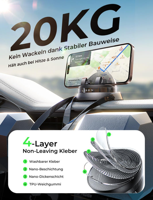 LISEN car phone holder dashboard 360° adjustable clip phone holder for iPhone 17 16 15 Pro Max S24.