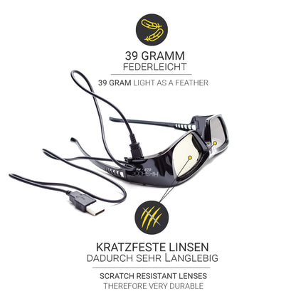 2X Hi-Shock DLP Pro 7G Black Diamond | DLP Link 3D glasses for all DLP 3D projectors | Compatible with Optoma, Ace, Benq, Vivitec, Viewsonic, LG [Latest Gen. | Shutter glasses | 96-144 Hz | 39g | Rechargeable battery]
