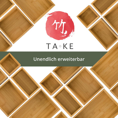 TAKE® 6-piece Bamboo Drawer Organizer Set - Boxes in various sizes for kitchen, bathroom & office, vanity drawer organizer, drawer organizer