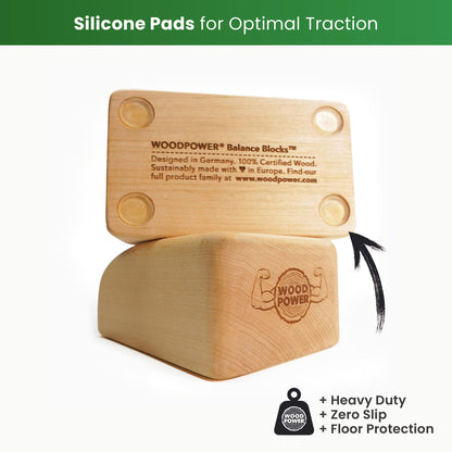 WOODPOWER BalanceBlocks - 2 Handstand blocks in one - support your wrists in bodyweight training, gymnastics, acrobatics, yoga and more (BalanceBlock Comfort).