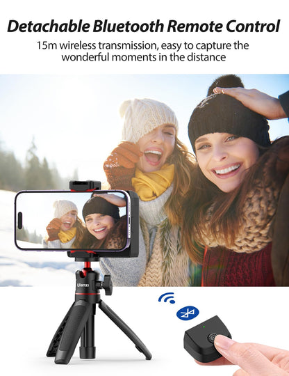 ULANZI CG02 Smartphone Handle Grip, phone cap grip with fill light, 3 levels adjustable, smartphone grip with remote control, cold shoe, fill light for selfies, TIKTOK, VLOG, handle grip for iPhone, Android