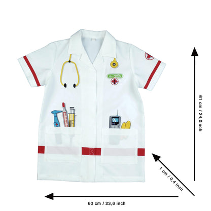 Theo Klein 4340 Doctor's Kit Deluxe I Includes doctor's costume with cap and face mask, metal stethoscope, smartphone with sound, pulse meter, and various accessories I Toy for children aged 3 years and older