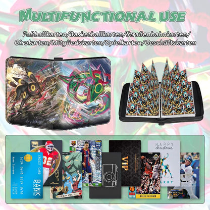 JATERWI Large 900 Card Capacity Trading Card Album, 50 Pages Binders for Cards High-quality Waterproof PU Leather with Zipper.