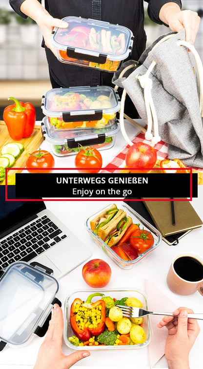 edallo - 3 large premium glass food storage containers with strong leak-proof lids. Dishwasher, oven, freezer, and microwave safe. Meal prep containers. Set: 3x1 liter.