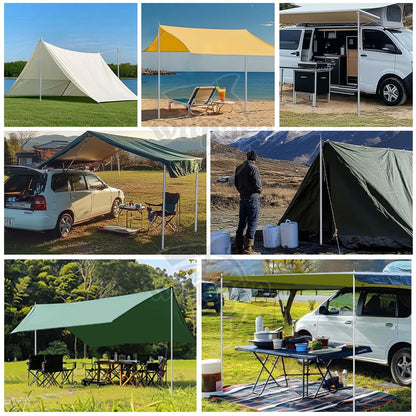 wiipara tent pole telescopic pole 2-piece set, set-up pole for tarp, tent, sunshade camping tarps adjustable up to 200cm, pole for sunshade attachment, silver
