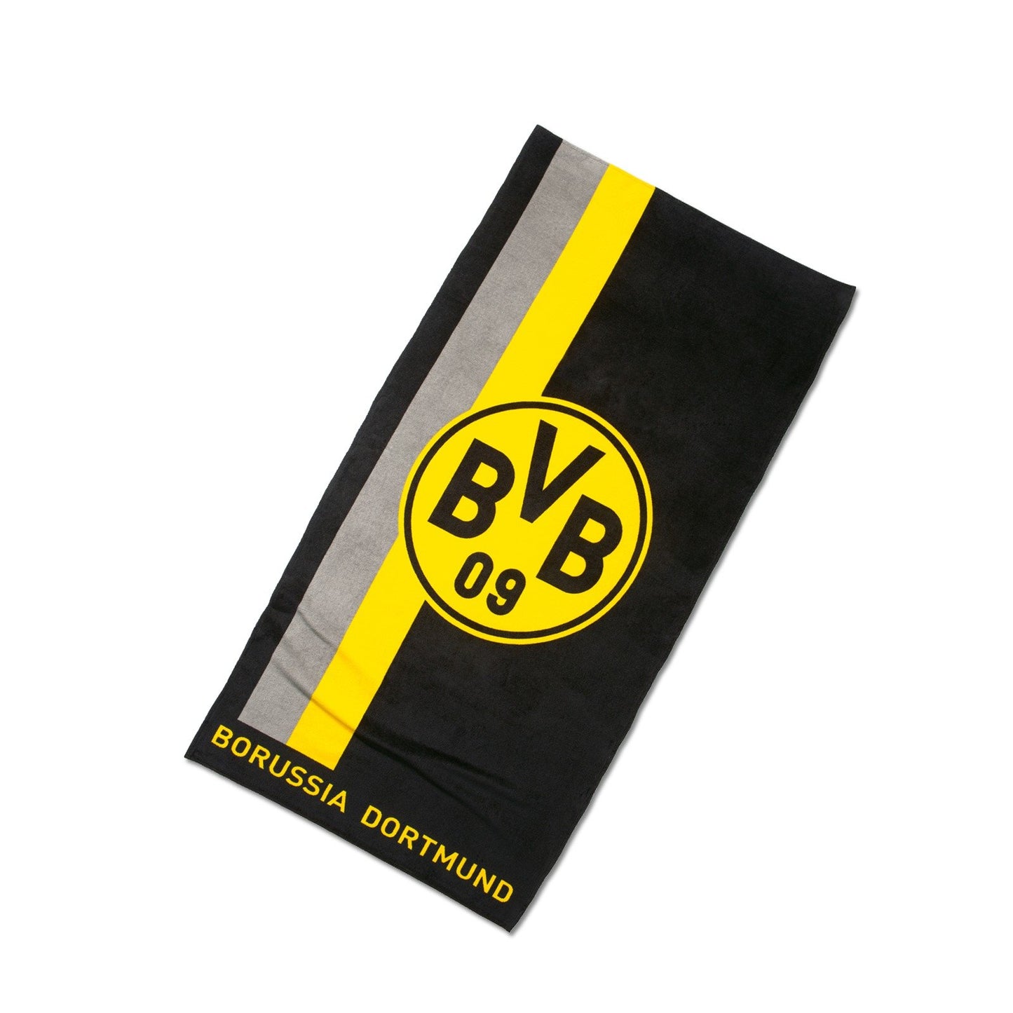 Borussia Dortmund BVB-3D stadium puzzle, multicolored & BVB towel with logo in striped pattern (50x100cm)