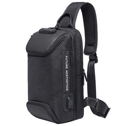 McBecdy Anti-Theft Sling Bag Men's Chest Bag Crossbody Backpack Waterproof Shoulder Bag with USB for Work Travel Hiking (Black)