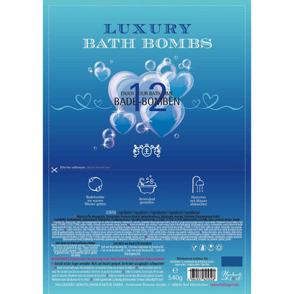 Hallingers Luxury Bath Bombs - Blue - Set of 12 bath bombs - Gift ideas for Christmas & Advent calendar gifts | Congratulations on your new home