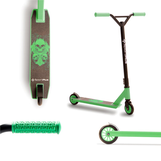 SportPlus Stunt/Freestyle Scooter, ABEC 9 bearings, 3-bolt clamp, 100mm PU wheels with PP core, TPR grips.