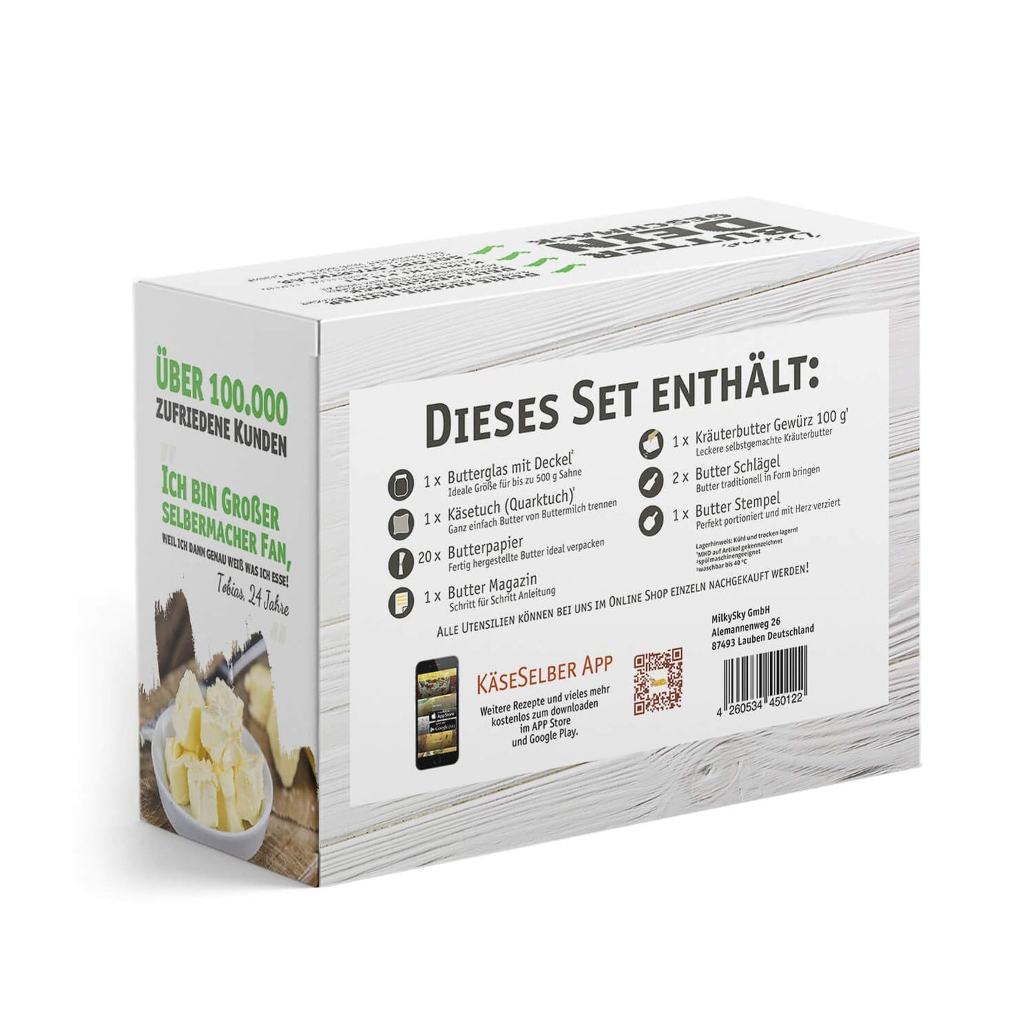 Make your own butter and buttermilk at home with this set (including step-by-step instructions).