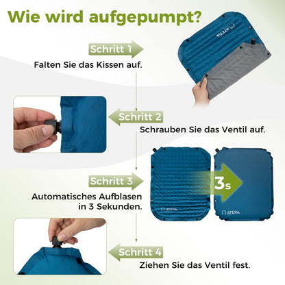 ATEPA Inflatable Outdoor Seat Cushion Chair Ultra-Light Self-Inflating Stadium Seat Cushion Bench Waterproof Seat Pad Outdoor Kayak Seat Cushion Floor, Portable Seat Cushion, Fishing Boat