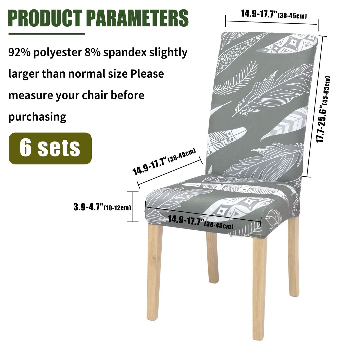 Sports Chair Covers 6 Pack Stretch Chair Covers for Dining Chairs, Removable Washable Chair Protection Decoration Chair Cover for Home, Kitchen, Hotel, Restaurant, Banquet, Wedding, Party