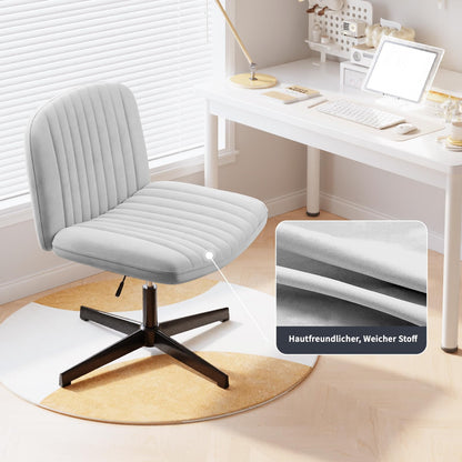 naspaluro office chair without armrests, desk chair with fabric cover, reading chair with wider cushion for sitting cross-legged, rocking function, height adjustable, 360° swivel chair for home, gray