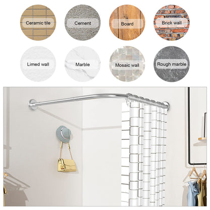 L-shaped adjustable shower curtain rod, 90-120 × 90-120 cm, with 18 stainless steel rings, SUS 304 stainless steel corner shower rod, drill installation, suitable for bathroom & bathtub.