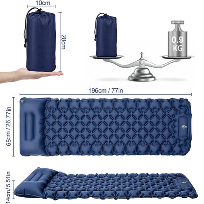 Kiaitre Self-Inflating Sleeping Pad, 9CM Ultralight Inflatable Air Mattress, Portable Compact Camping Mat Air Pad for Camping, Hiking, Backpacking, and Trekking.