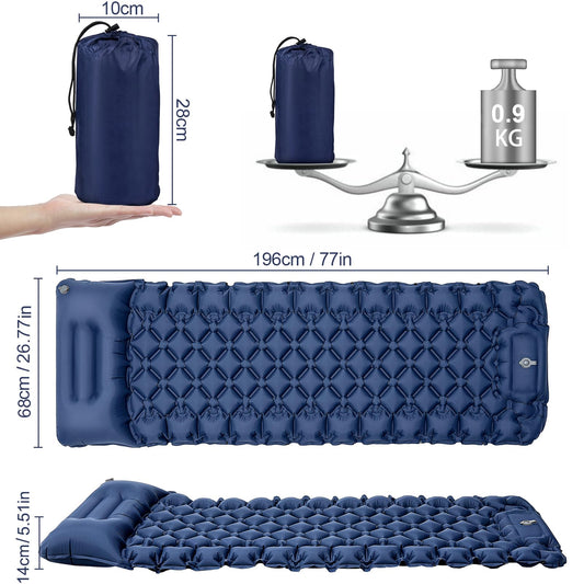 Kiaitre Self-Inflating Sleeping Pad, 9CM Ultralight Inflatable Air Mattress, Portable Compact Camping Mat Air Pad for Camping, Hiking, Backpacking, and Trekking.