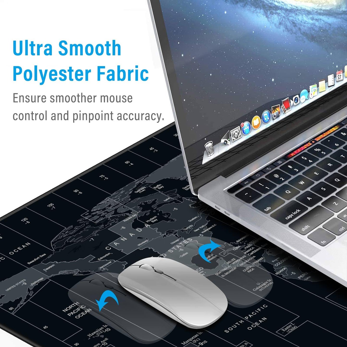 Anpollo XXL Speed Gaming Mousepad World Map 900x400x3mm XXL Mousepad Desk Mat Large Size Multifunctional Anti-slip desk pad enhances accuracy and speed.