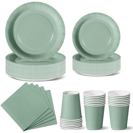 Nkaiso Grass Green Party Tableware, 96 Piece Colorful Paper Plates, Party Paper Plates Cups Napkins Party Plates Party Set Sweet Party, for celebrations like birthdays.