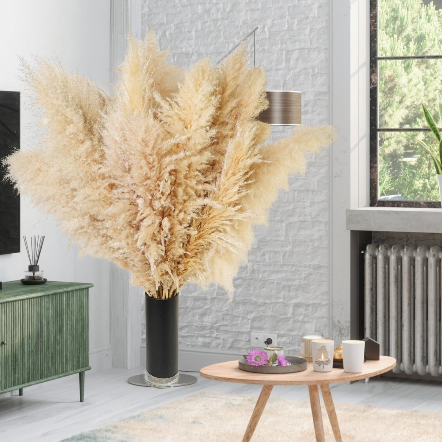 Dried Pampas Grass Decoration XXL, 10 pieces large pampas grass, reed grass bouquet for wedding boho flowers and home table decoration, rustic farmhouse party (100cm)