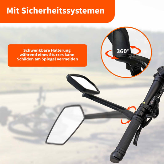 Homieway Bike Mirror 2 Pack, 360° Rotatable Extra Large Bike Rearview Mirror, HD Shatterproof Real Glass Scratch Resistant Bicycle Mirror for E-Bike Handlebar Universal Bike Rearview Mirror (left - right)