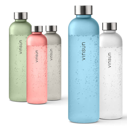 VINSUN 1l blue reusable sustainable bottle, suitable for carbonation, BPA-free, Tritan - sports bottle for outdoor, school, university, bike, office, gym.