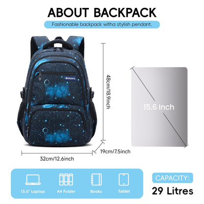 Amythe School Backpack for Boys, School Bag with Trolley Straps 16 Inch Waterproof Daypack Large Nylon Casual Children's Backpack for 3-9th Grade for School and Travel