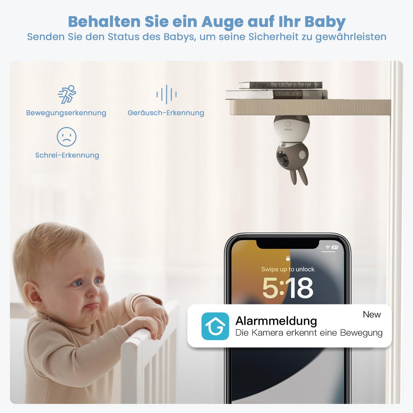 ieGeek Baby Monitor with 2 Camera [2K/3MP, 5 Inch] WiFi Video Baby Monitor PTZ 355°, IR Night Vision, Automatic Tracking, Cry/Motion/Sound Detection, supports Mobile App Control.
