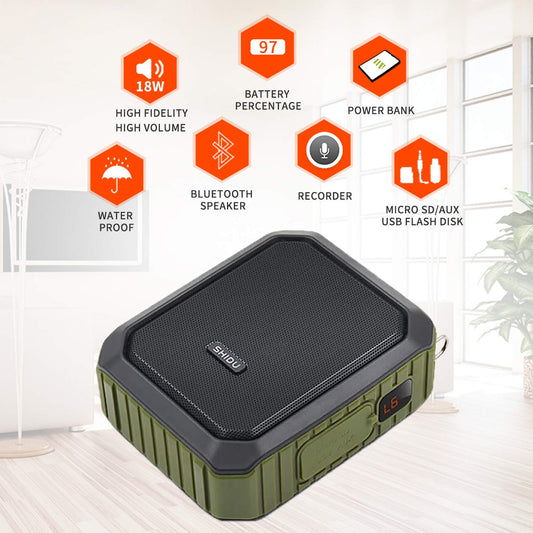 SHIDU Wireless Voice Amplifier Bluetooth Speaker 18W Waterproof Portable PA System with UHF Wireless Microphone Headset Rechargeable Voice Mic for Outdoor Classroom.