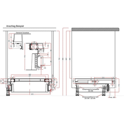 Kitchen base cabinet stove base drawer drawer for built-in oven 60cm 4-piece.