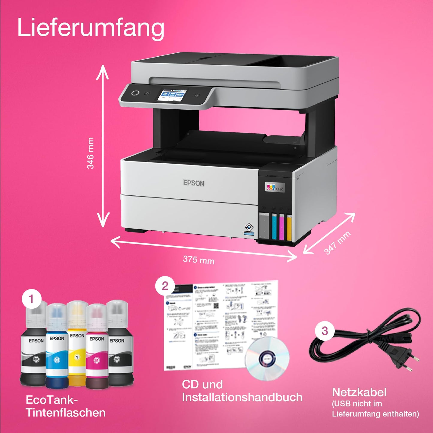 Epson EcoTank ET-5150 A4 multifunctional WLAN ink tank printer.