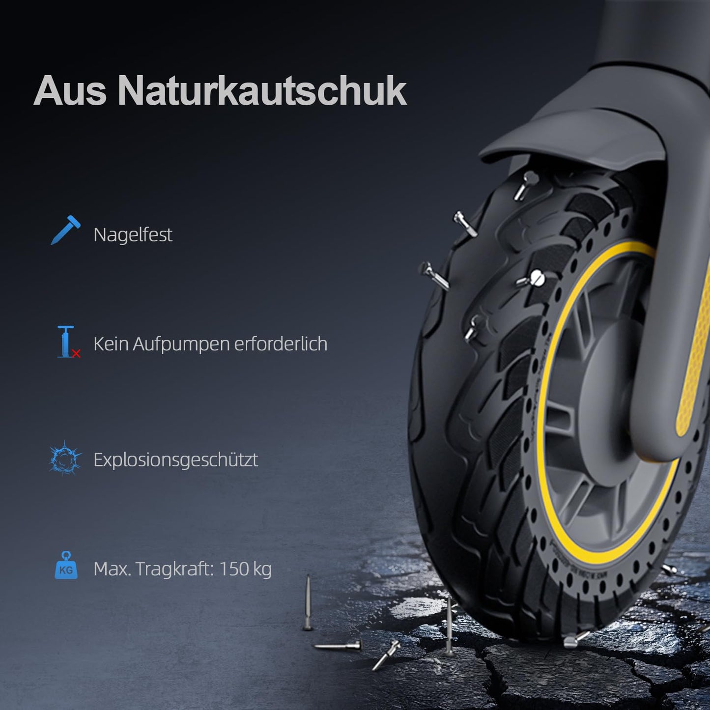 VOLOHAS 60/70-6.5 Solid Tire 10*2.5 for Ninebot Max G30/G30 D2/Odys Neo e100/Ducati Pro 2 Electric Scooter 10 inch Front or Rear Honeycomb Tire Anti-Slip Puncture-proof (1 PCS)