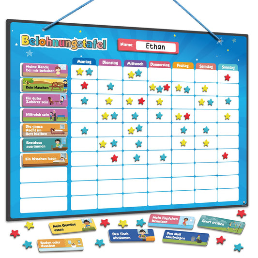 Smart Panda Reward Chart for Kids - 80+ TASKS + 380 Magnets - Reward System for Responsibility - Montessori Task Planner, Magnetic Board, Routine Weekly Planner for Kids, Ages 3-8.